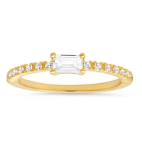 Lab Created Sterling Silver East/West Baguette-cut CZ Ring