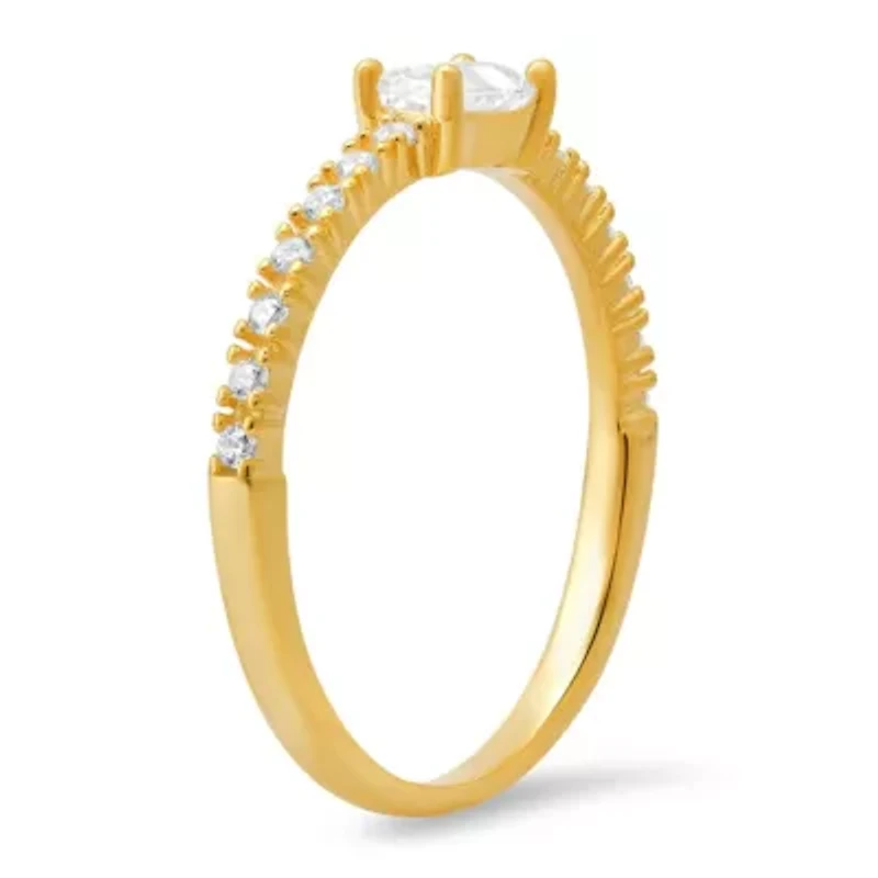 Lab Created Sterling Silver East/West Baguette-cut CZ Ring