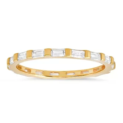 Lab Created Sterling Silver Baguette CZ Stackable Eternity Band Ring
