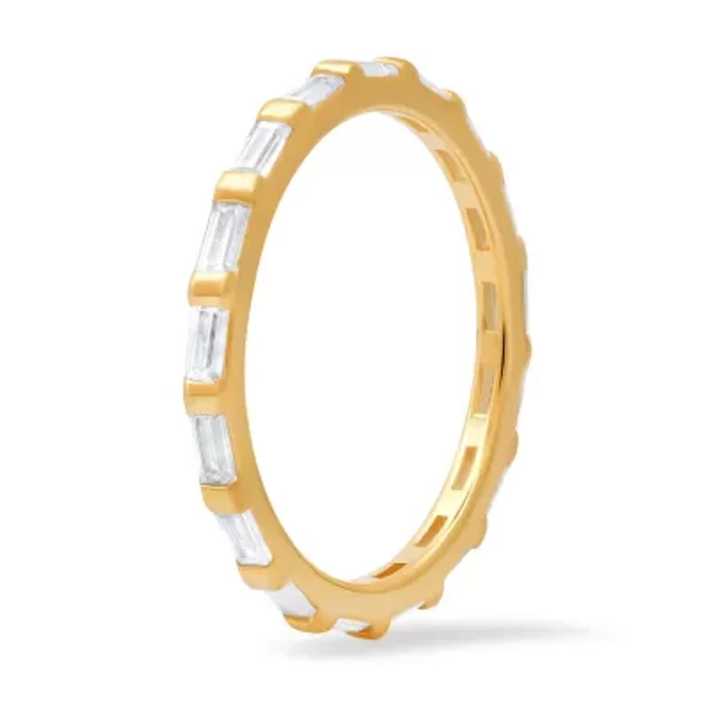 Lab Created Sterling Silver Baguette CZ Stackable Eternity Band Ring