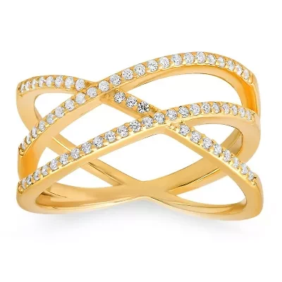 Lab Created Sterling Silver Criss-Cross CZ Ring