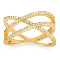 Lab Created Sterling Silver Criss-Cross CZ Ring