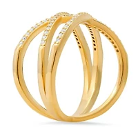 Lab Created Sterling Silver Criss-Cross CZ Ring