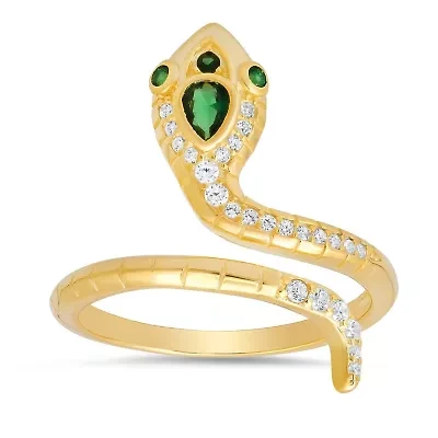 Lab Created Sterling Silver CZ Snake Ring