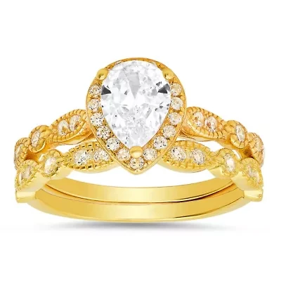 Lab Created Sterling Silver 2pc CZ Stackable Ring Set
