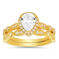 Lab Created Sterling Silver 2pc CZ Stackable Ring Set