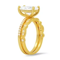 Lab Created Sterling Silver Oval-cut CZ 2pc Stackable Ring Set