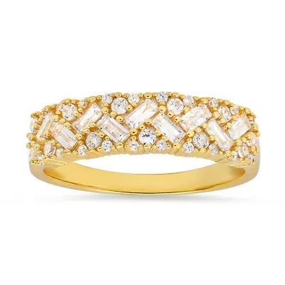 Lab Created Sterling Silver Baguette-cut CZ Ring