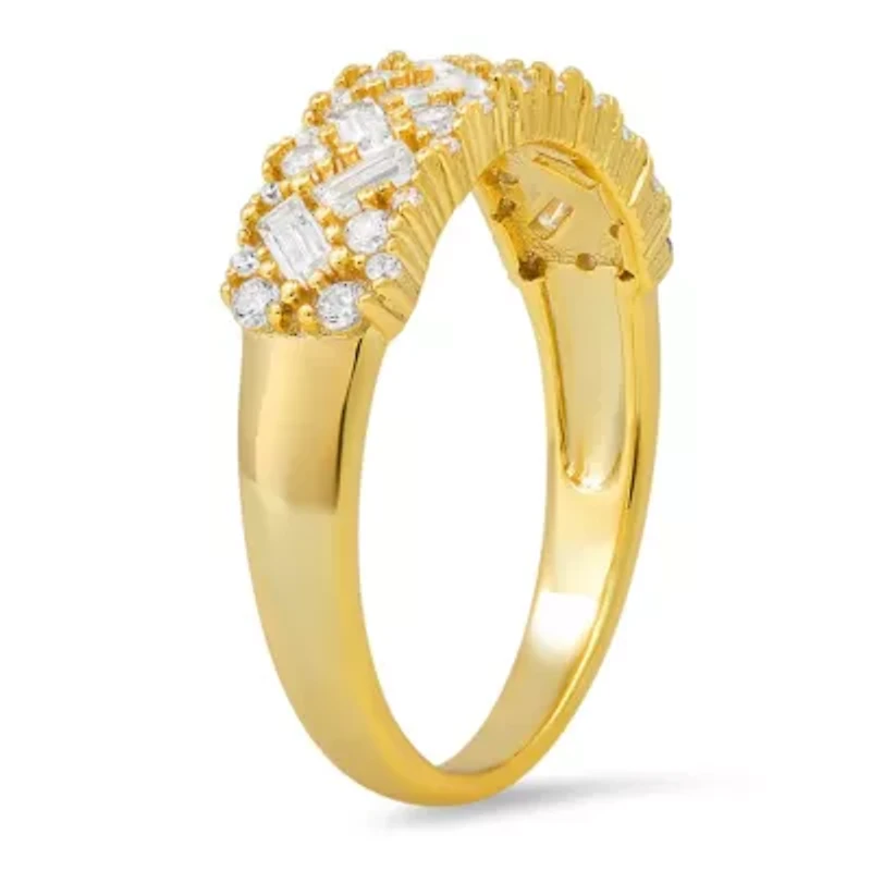 Lab Created Sterling Silver Baguette-cut CZ Ring
