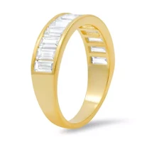 Lab Created Sterling Silver Baguette-cut CZ Band Ring
