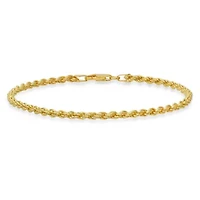 Mens 8.5" Italian 3mm 14k Gold Over Silver Rope Chain Bracelet