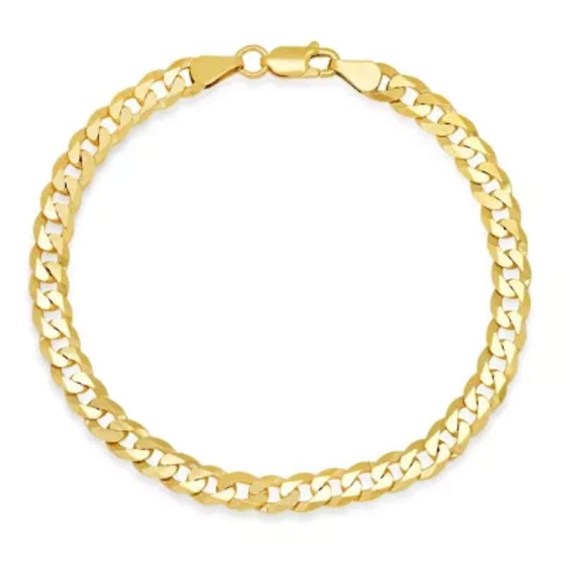 Mens 8.5" Italian 14k Gold Over Silver Miami Cuban Curb Chain Bracelet