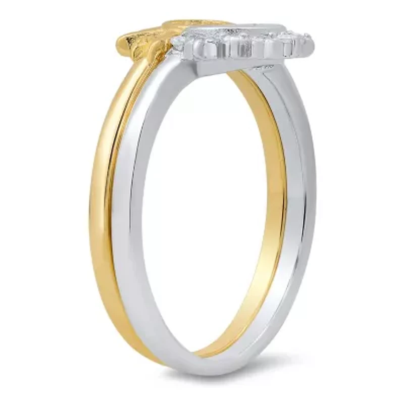 Sterling Silver Two-Tone Sun/Moon 2pc Stackable Ring Set