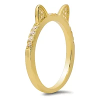 Sterling Silver Kitty Cat CZ Band Ring