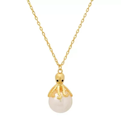 Sterling Silver Octopus Pearl Pendant Necklace