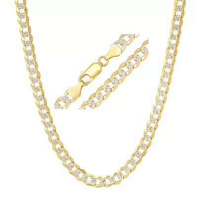Mens Italian Thick/Heavy Sterling Silver Diamond-cut Pave Miami Cuban Curb Chain Necklace