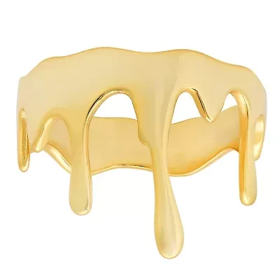 Sterling Silver Melting Gold Statement Ring