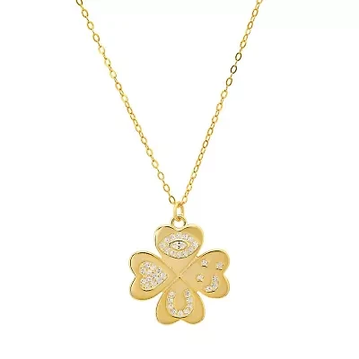 Sterling Silver Lucky Charm Clover Pendant Necklace