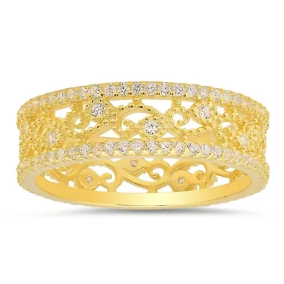 Sterling Silver Vintage Floral Eternity Band Ring