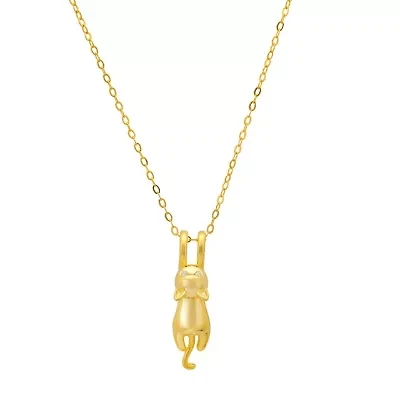 Sterling Silver Dangling Kitty Cat Pendant Necklace