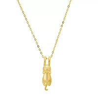 Sterling Silver Dangling Kitty Cat Pendant Necklace