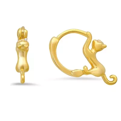Sterling Silver Petite Kitty Cat Hoop Earrings
