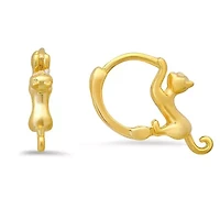 Sterling Silver Petite Kitty Cat Hoop Earrings