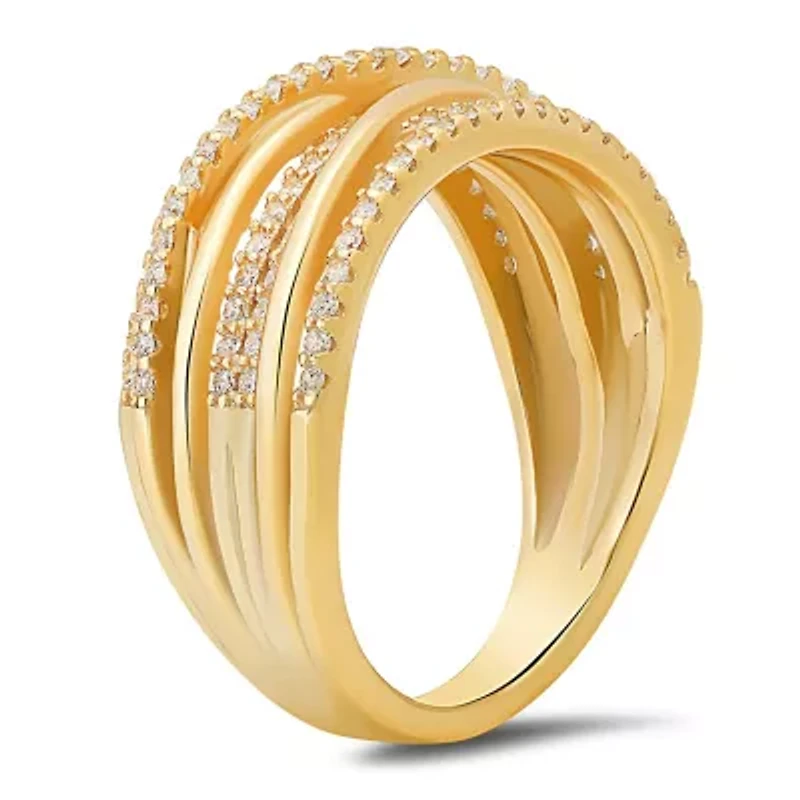 Sterling Silver Crossover Statement Ring