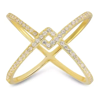 Sterling Silver CZ X Ring