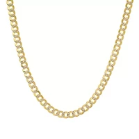 Mens 14k Two Tone Gold Diamond Cut Pave Miami Cuban Curb Chain Necklace