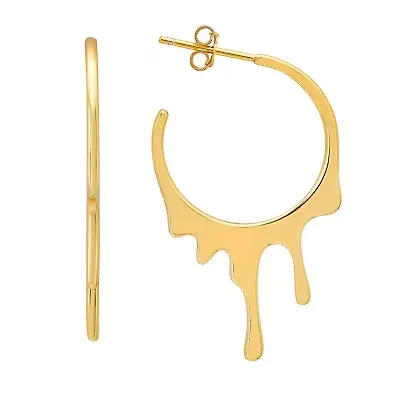 Sterling Silver Melting Gold Statement Hoop Earrings
