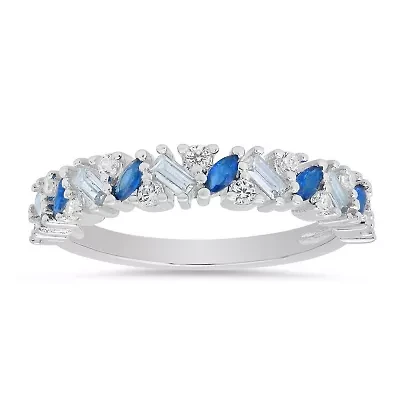 Sterling Silver Multi cut Ombre Band Ring