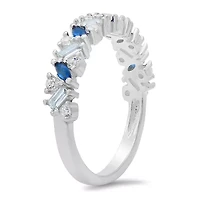 Sterling Silver Multi cut Blue Ombre Band Ring