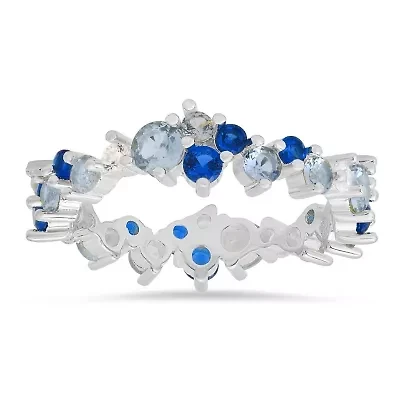 Sterling Silver Abstract Ombre Eternity Band Ring