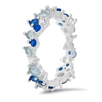 Sterling Silver Abstract Ombre Eternity Band Ring