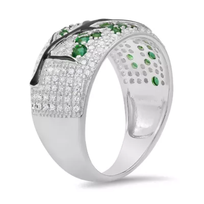 Sterling Silver Enamel and CZ Tree of Life Statement Ring