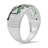 Sterling Silver Enamel and CZ Tree of Life Statement Ring
