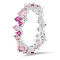 Sterling Silver Abstract Pink Ombre Eternity Band Ring