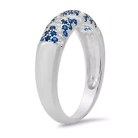 Sterling Silver Pave Sapphire CZ 'X' Ring