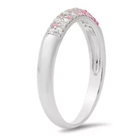 Sterling Silver Petite Pink Ombre Pave Band Ring