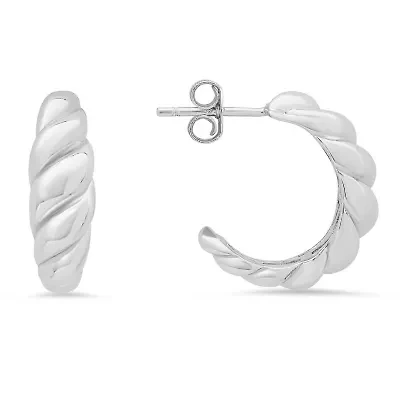 Sterling Silver Chunky Shrimp Hoop Earrings