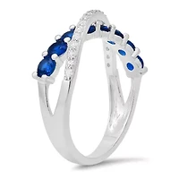 Sterling Silver Sapphire CZ Crossover Ring