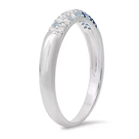Sterling Silver Petite Blue Ombre Pave Band Ring