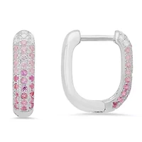 Sterling Silver Pink Ombre U Shaped Hoop Earrings