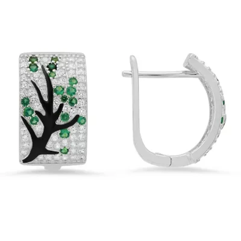 Sterling Silver Tree of Life Hoop Earrings