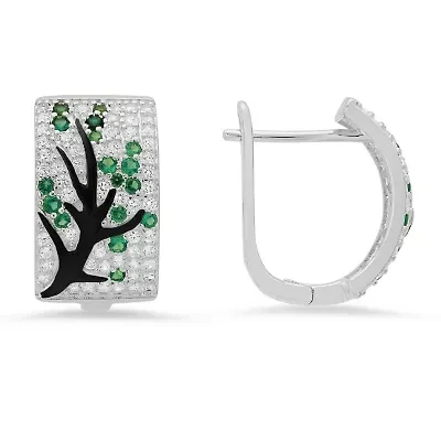 Sterling Silver Tree of Life Hoop Earrings