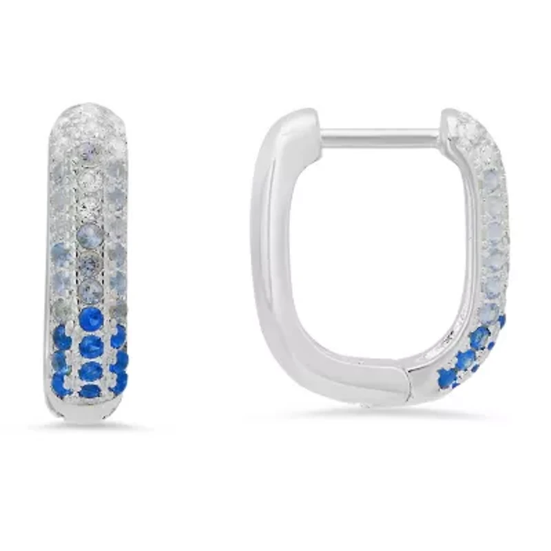 Sterling Silver Blue Ombre U Shaped Hoop Earrings