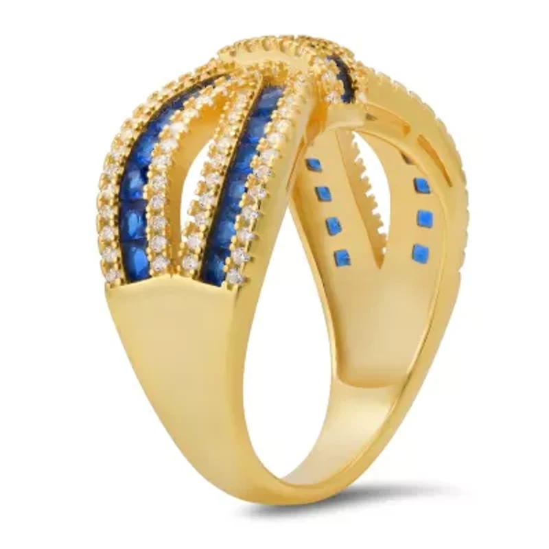 Sterling Silver Sapphire CZ Love Knot Ring