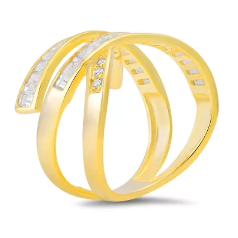 Sterling Silver Baguette-cut CZ Highway Statement Ring