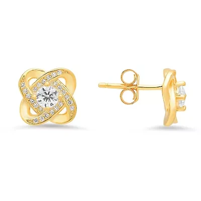 Sterling Silver CZ Love Knot Stud Earrings